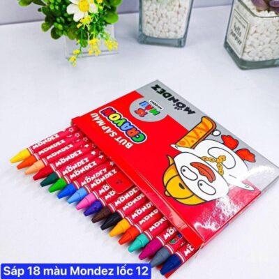 sáp 18 màu mondez , sáp màu an toàn cho các bé tập vẽ