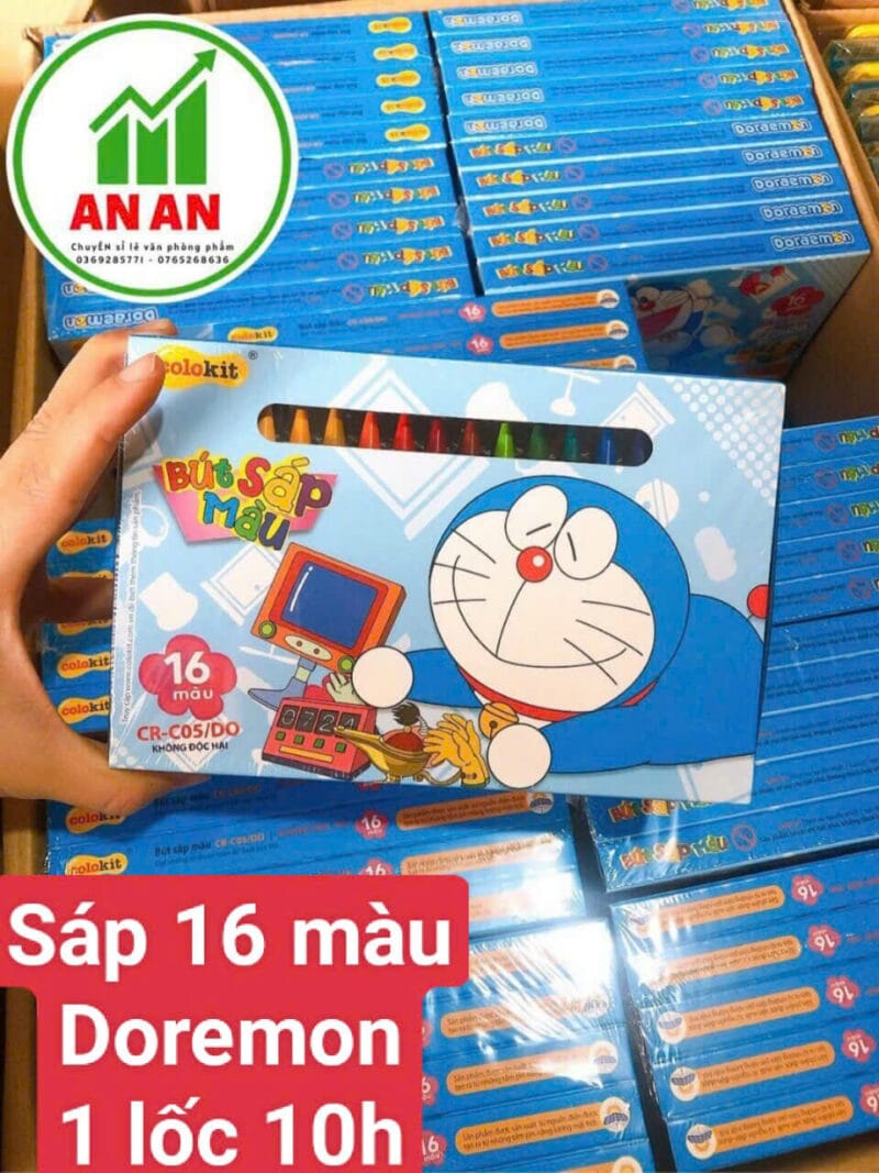 Sáp Thiên Long 16 màu Doremon , sáp màu an toàn cho bé học vẽ