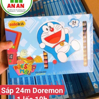 Sáp Thiên Long 24 màu Doremon, sáp màu an toàn cho bé học vẽ